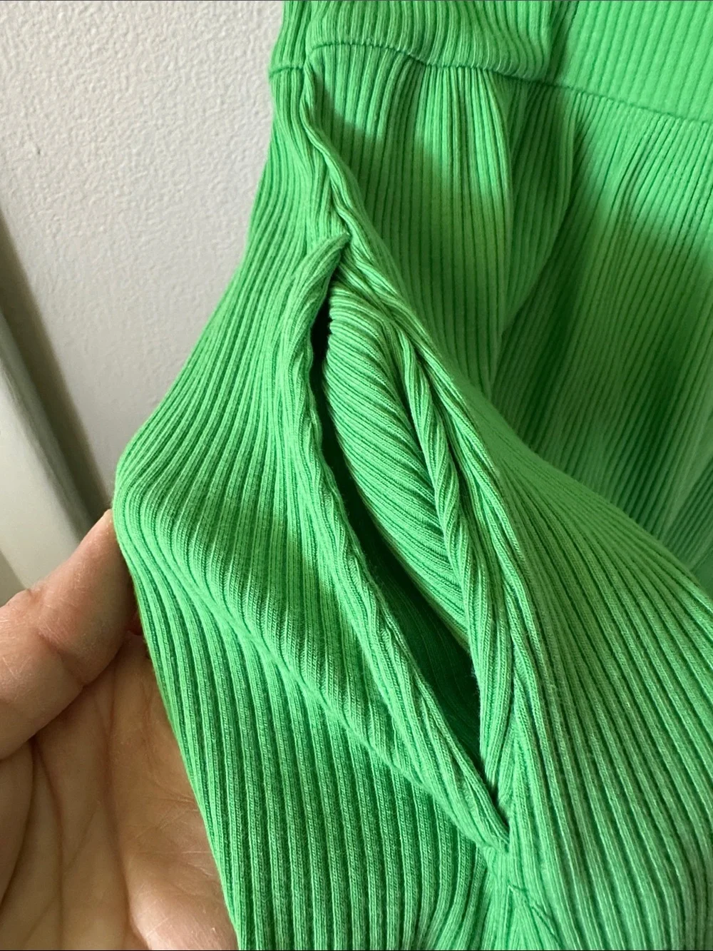 Old Navy Bright Green Flutter Sleeve Ribbed Dress Girls Size M
